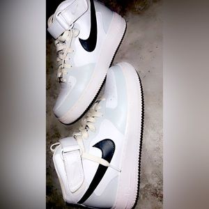 Grey and White mid air force 1s